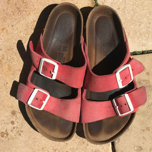 Arizona Birkenstock Red & White w/Birkoflor